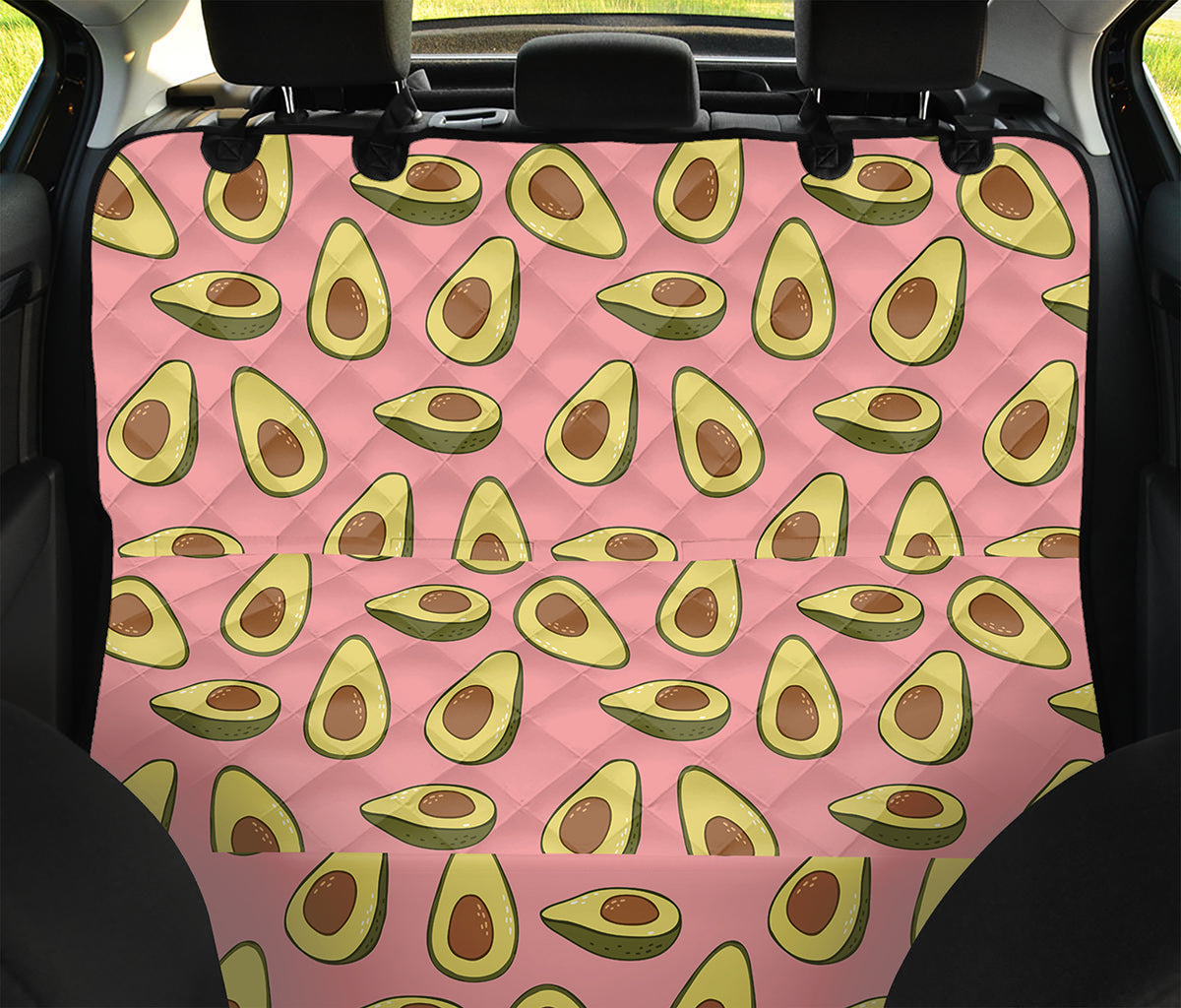 Cute Avocado Pattern Print Pet Car Back Seat Cover