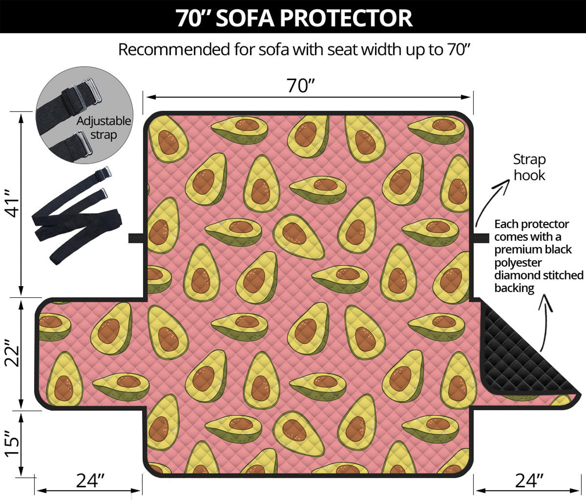 Cute Avocado Pattern Print Sofa Protector