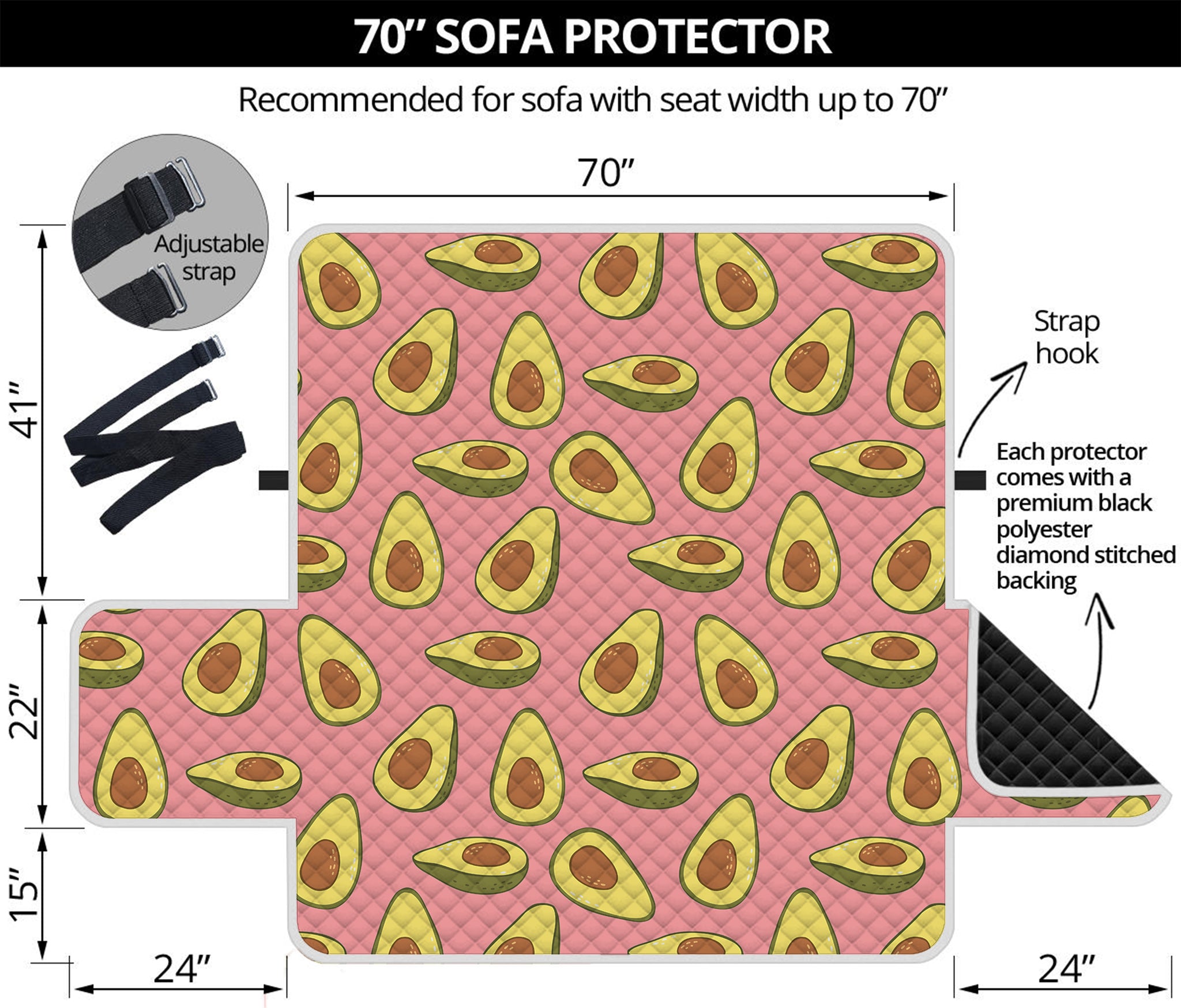 Cute Avocado Pattern Print Sofa Protector