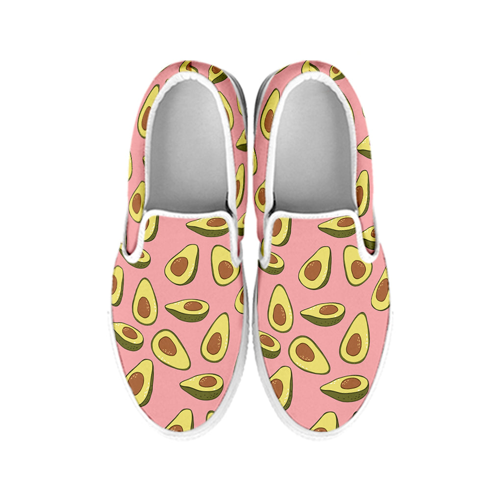 Cute Avocado Pattern Print White Slip On Shoes