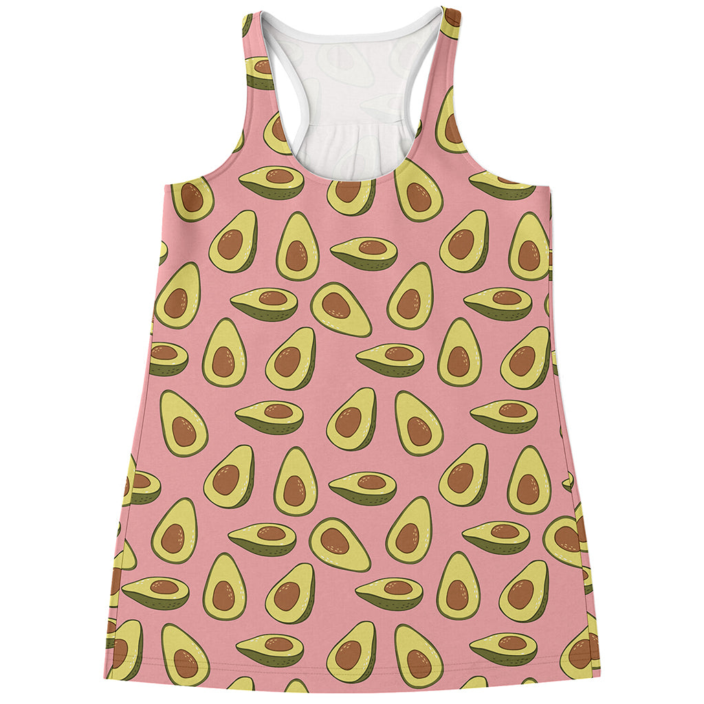 Cute Avocado Pattern Print Women's Racerback Tank Top