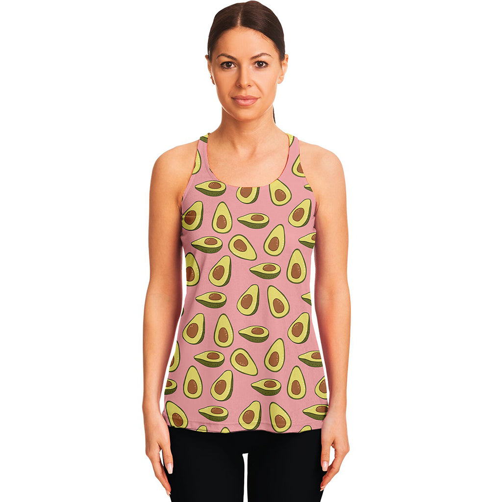 Cute Avocado Pattern Print Women's Racerback Tank Top