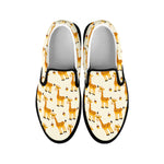 Cute Baby Giraffe Pattern Print Black Slip On Shoes