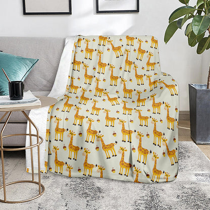 Cute Baby Giraffe Pattern Print Blanket