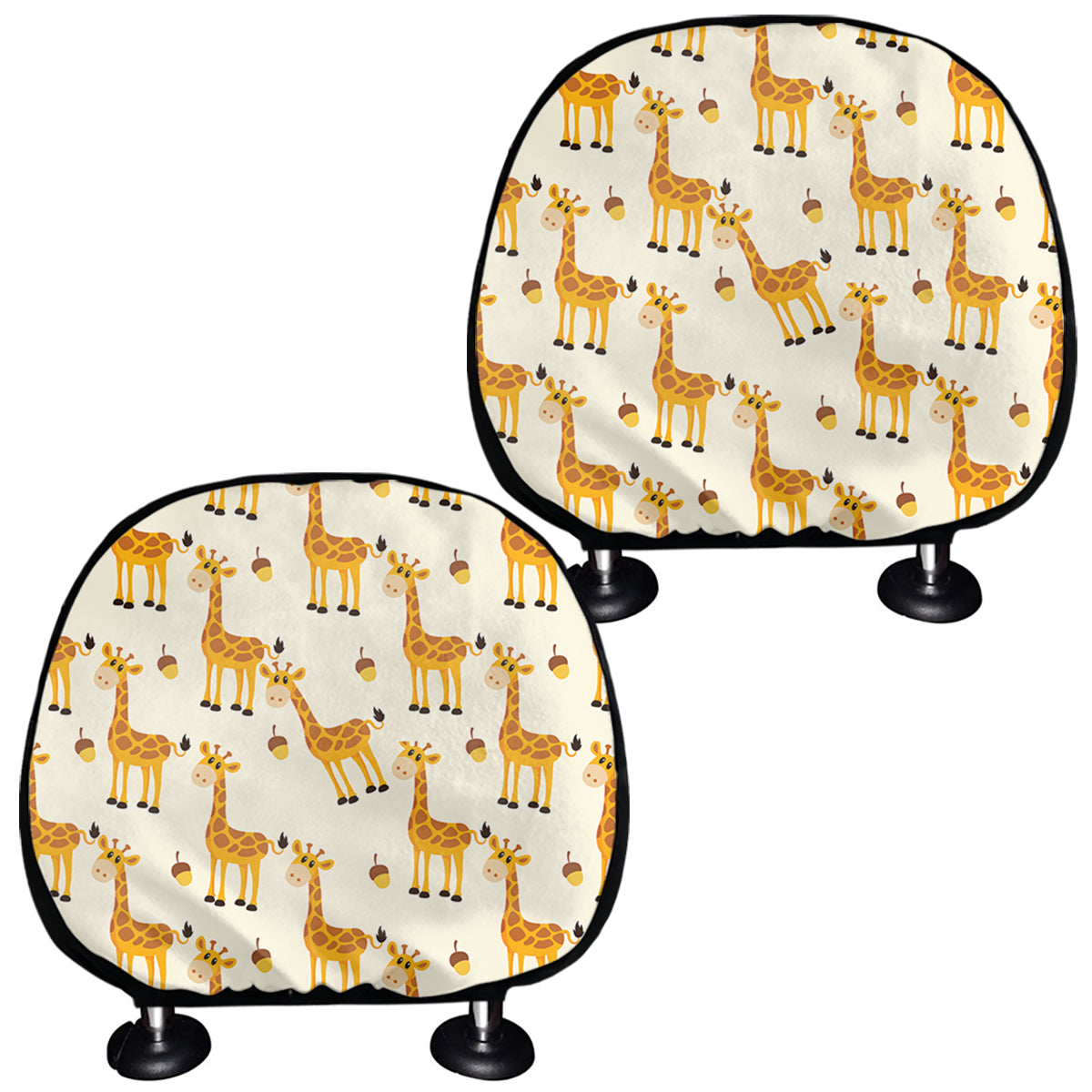 Cute Baby Giraffe Pattern Print Car Headrest Covers