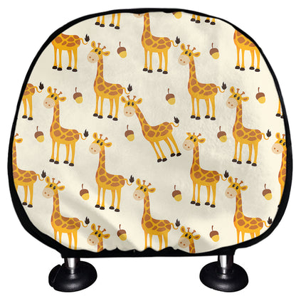 Cute Baby Giraffe Pattern Print Car Headrest Covers