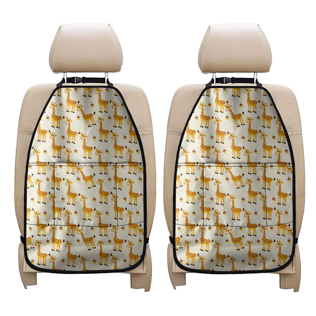 Cute Baby Giraffe Pattern Print Car Seat Organizers