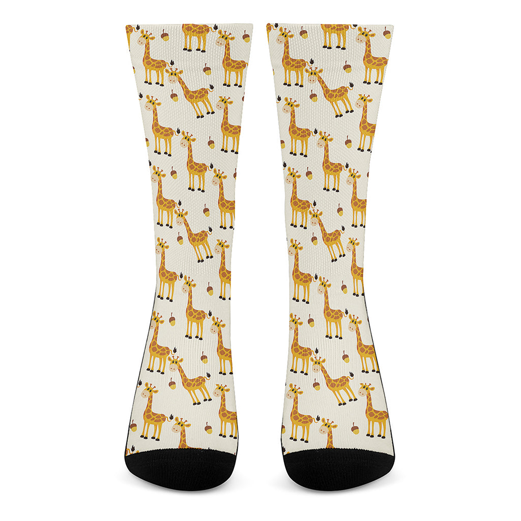 Cute Baby Giraffe Pattern Print Crew Socks