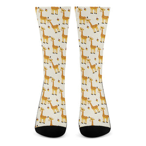 Cute Baby Giraffe Pattern Print Crew Socks