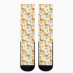 Cute Baby Giraffe Pattern Print Crew Socks