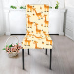 Cute Baby Giraffe Pattern Print Dining Chair Slipcover