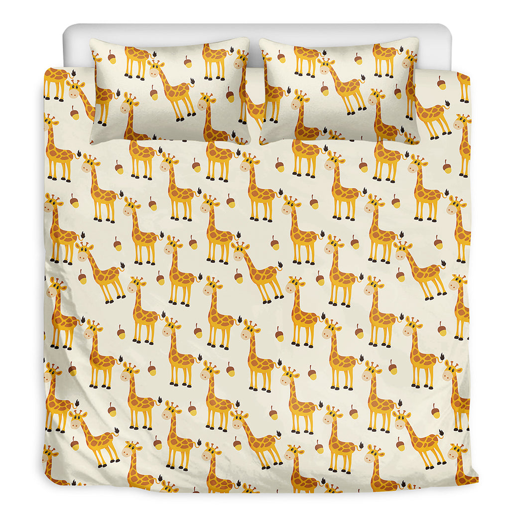 Cute Baby Giraffe Pattern Print Duvet Cover Bedding Set