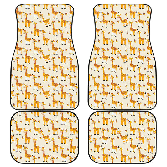 Cute Baby Giraffe Pattern Print Front and Back Car Floor Mats