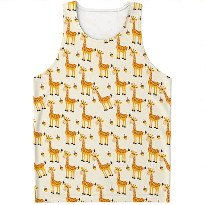 Cute Baby Giraffe Pattern Print Men's Tank Top