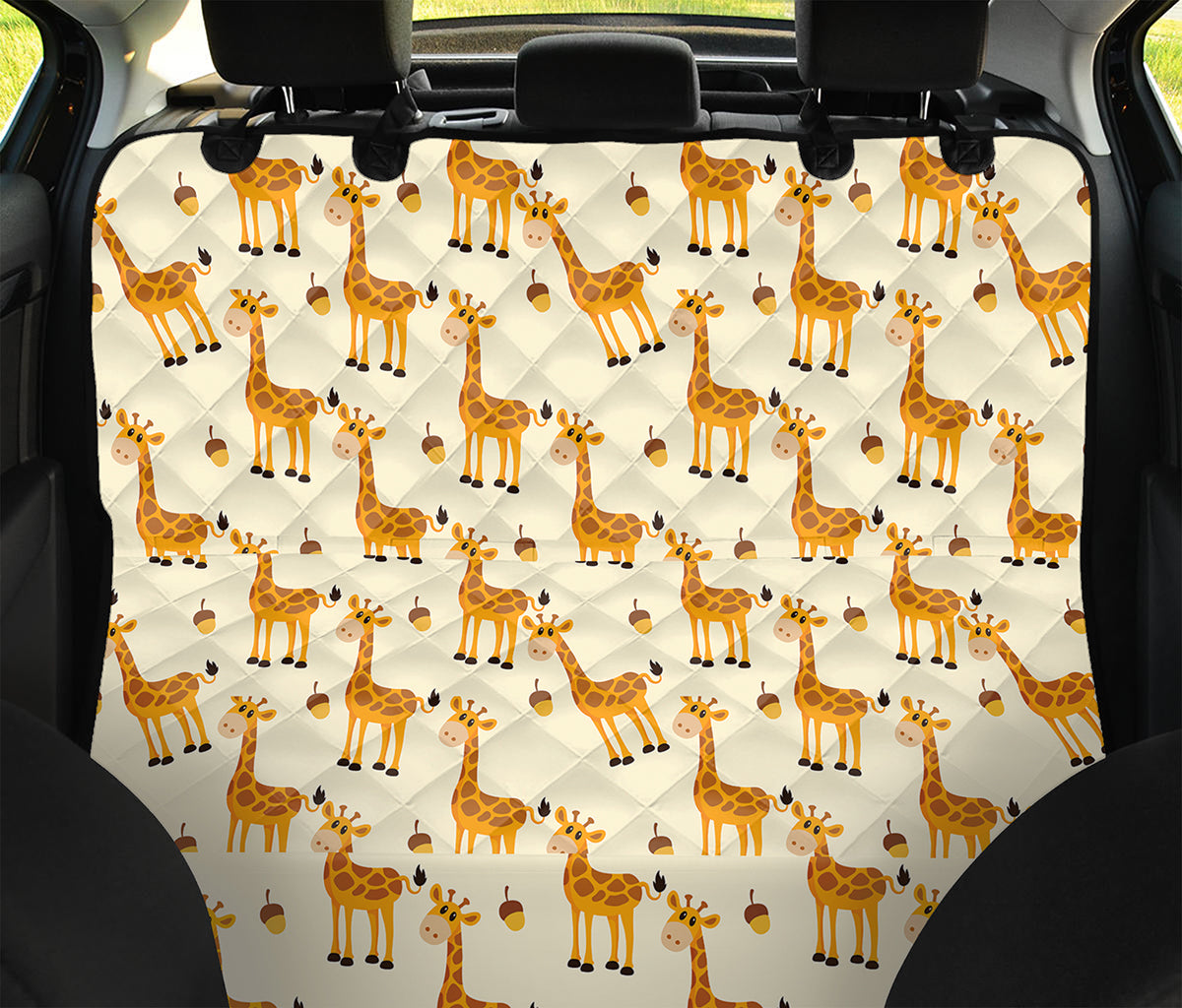 Cute Baby Giraffe Pattern Print Pet Car Back Seat Cover