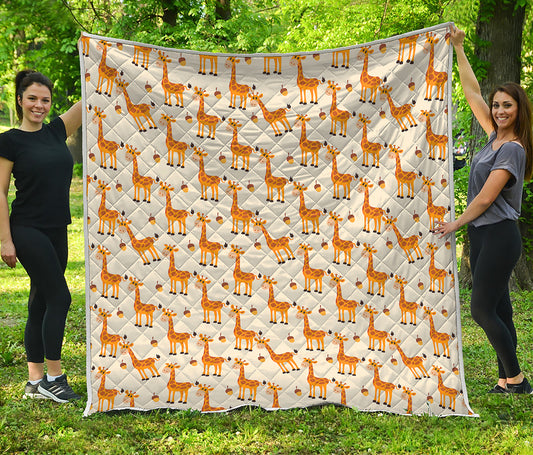 Cute Baby Giraffe Pattern Print Quilt