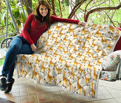 Cute Baby Giraffe Pattern Print Quilt