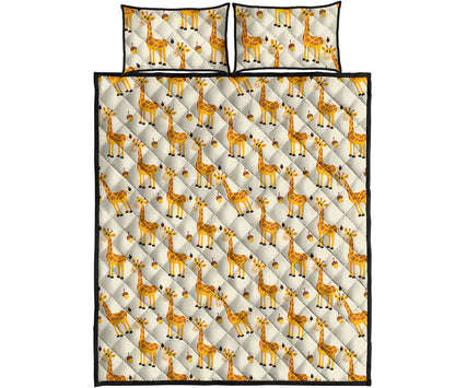 Cute Baby Giraffe Pattern Print Quilt Bed Set