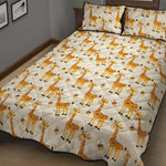 Cute Baby Giraffe Pattern Print Quilt Bed Set