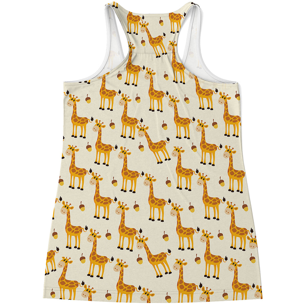 Cute Baby Giraffe Pattern Print Women's Racerback Tank Top
