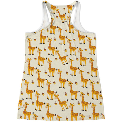Cute Baby Giraffe Pattern Print Women's Racerback Tank Top