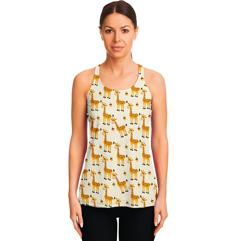 Cute Baby Giraffe Pattern Print Women's Racerback Tank Top