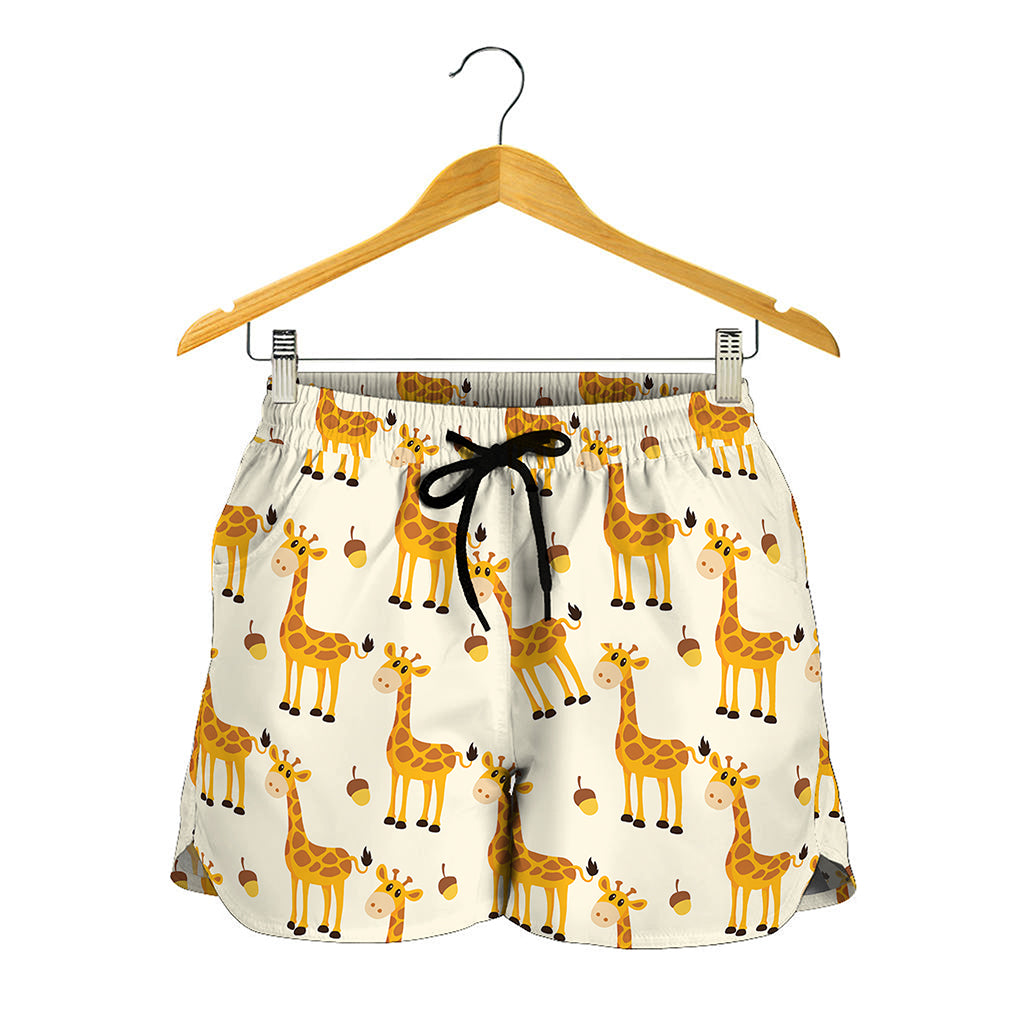 Cute Baby Giraffe Pattern Print Women's Shorts