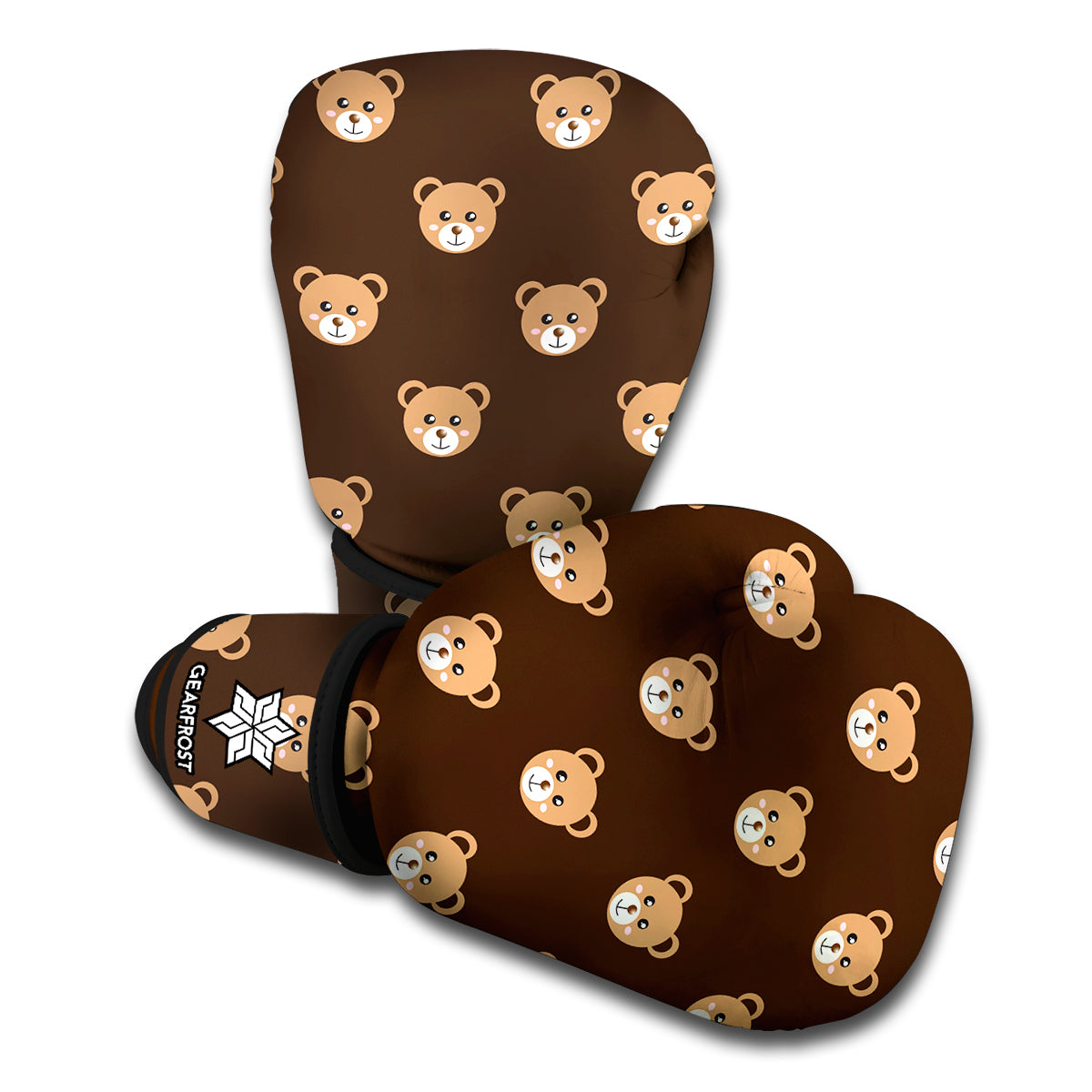 Cute Baby Grizzly Bear Pattern Print Boxing Gloves