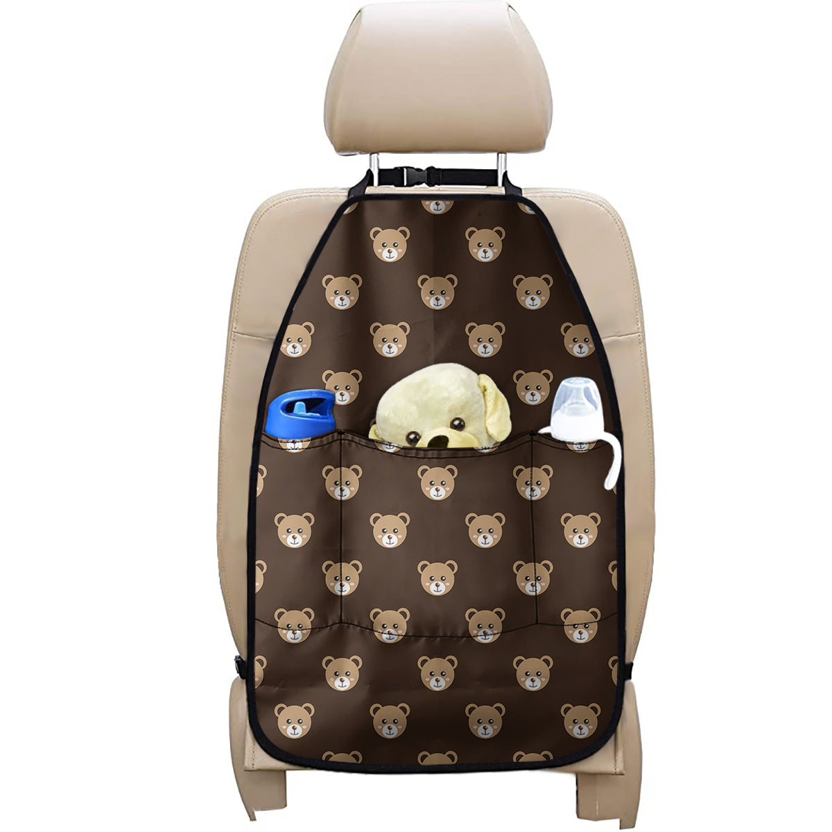 Cute Baby Grizzly Bear Pattern Print Car Seat Organizers