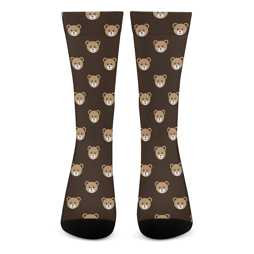 Cute Baby Grizzly Bear Pattern Print Crew Socks