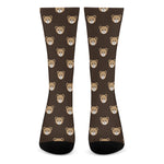 Cute Baby Grizzly Bear Pattern Print Crew Socks