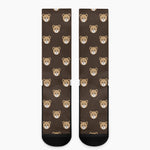 Cute Baby Grizzly Bear Pattern Print Crew Socks