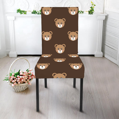 Cute Baby Grizzly Bear Pattern Print Dining Chair Slipcover