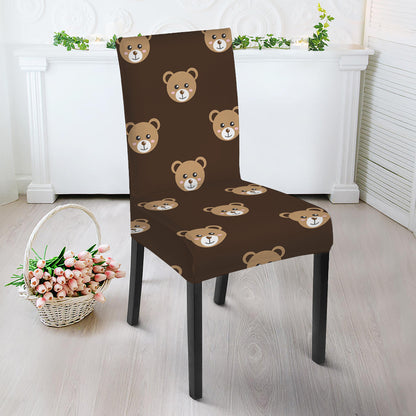 Cute Baby Grizzly Bear Pattern Print Dining Chair Slipcover
