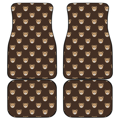 Cute Baby Grizzly Bear Pattern Print Front and Back Car Floor Mats