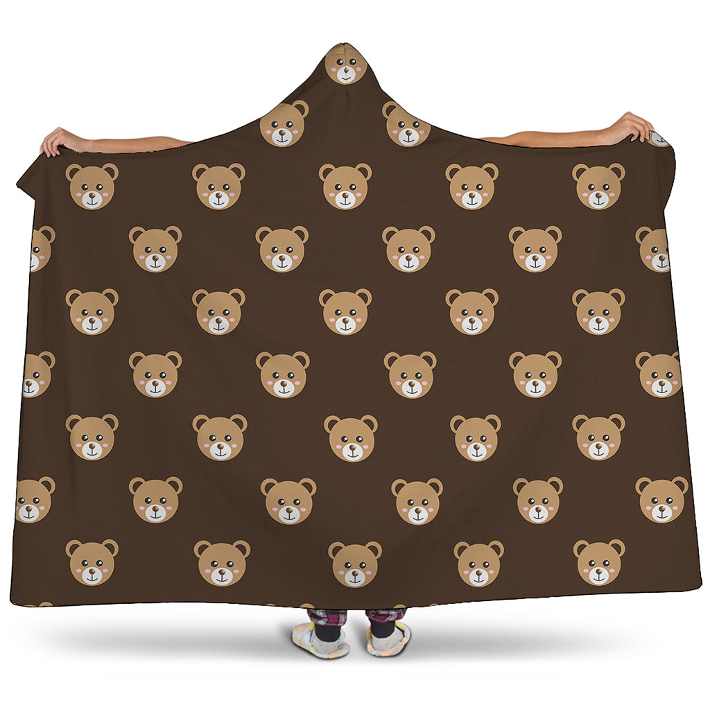 Cute Baby Grizzly Bear Pattern Print Hooded Blanket