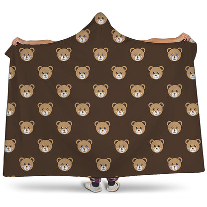 Cute Baby Grizzly Bear Pattern Print Hooded Blanket