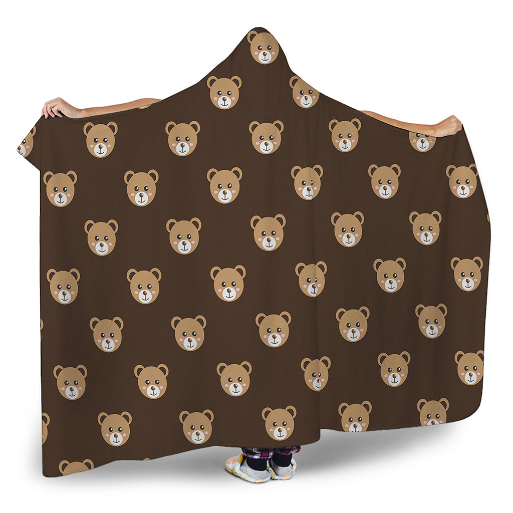 Cute Baby Grizzly Bear Pattern Print Hooded Blanket