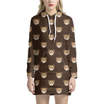 Cute Baby Grizzly Bear Pattern Print Hoodie Dress