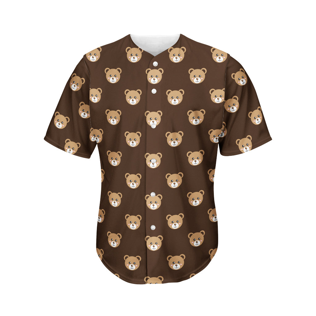 Cute Baby Grizzly Bear Pattern Print Men's Baseball Jersey