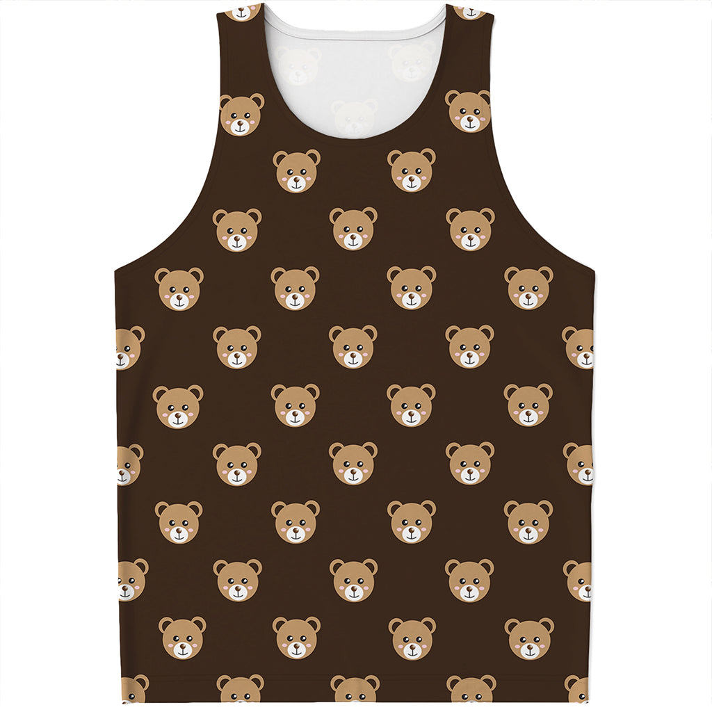 Cute Baby Grizzly Bear Pattern Print Men's Tank Top