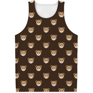 Cute Baby Grizzly Bear Pattern Print Men's Tank Top