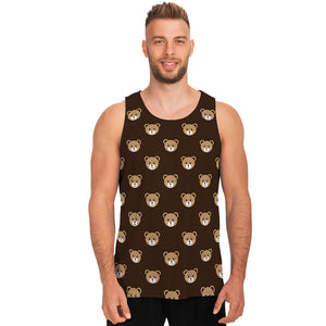 Cute Baby Grizzly Bear Pattern Print Men's Tank Top