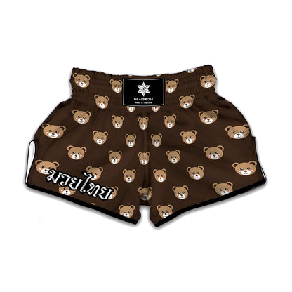 Cute Baby Grizzly Bear Pattern Print Muay Thai Boxing Shorts