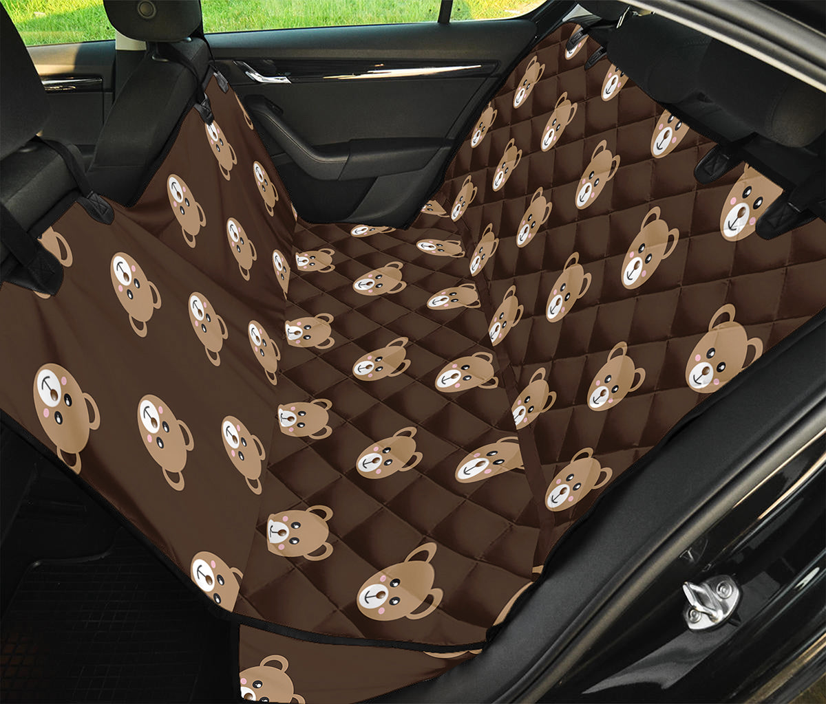 Cute Baby Grizzly Bear Pattern Print Pet Car Back Seat Cover