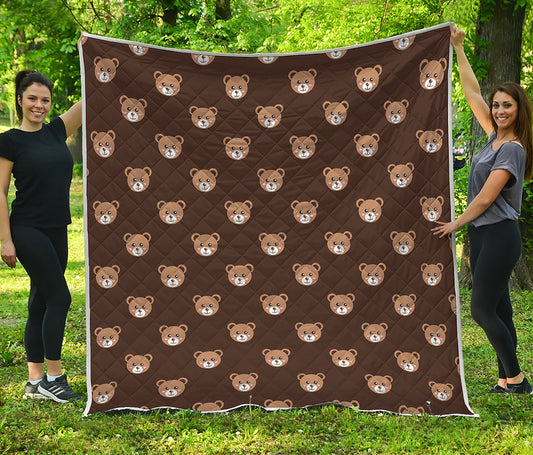 Cute Baby Grizzly Bear Pattern Print Quilt