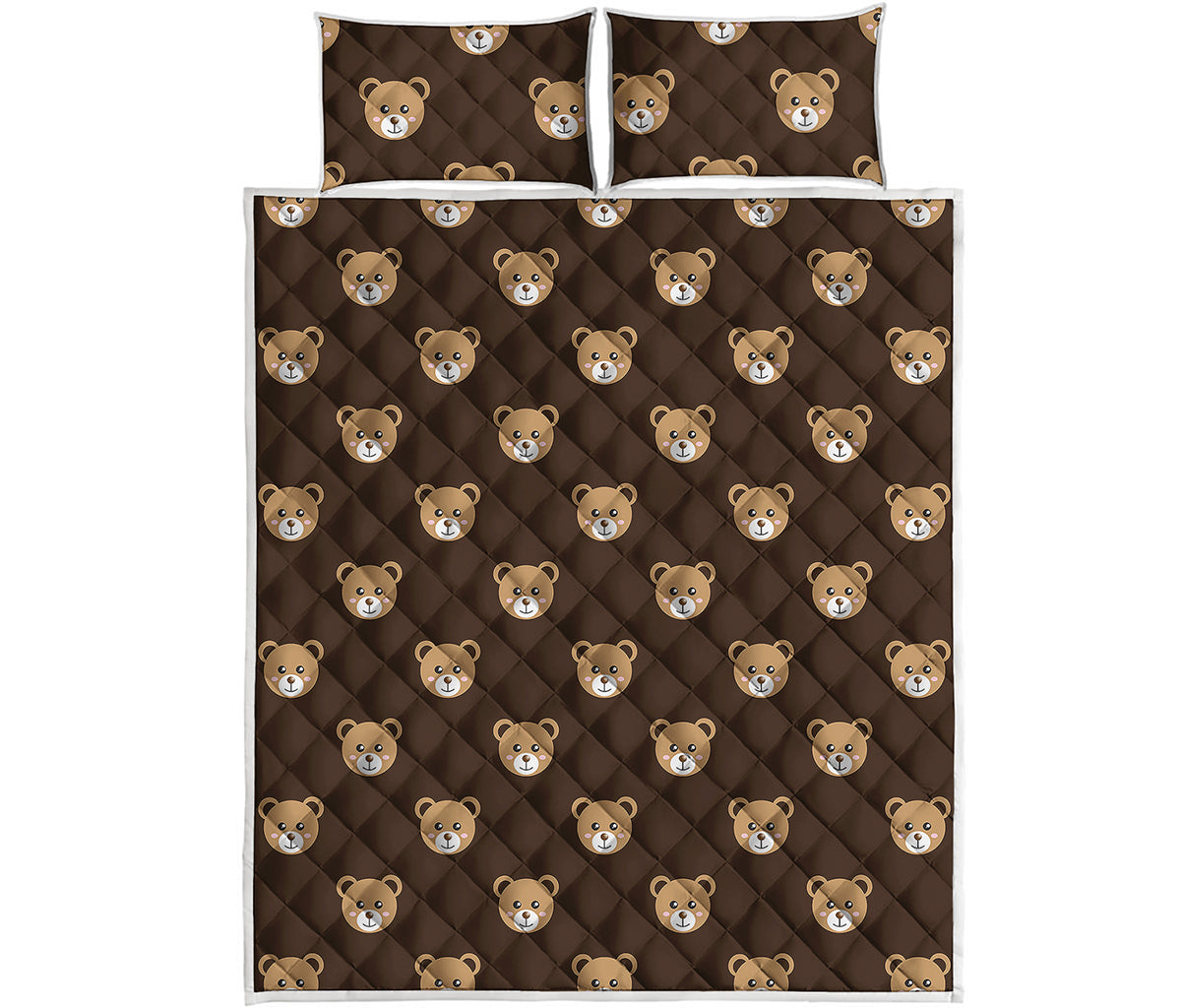 Cute Baby Grizzly Bear Pattern Print Quilt Bed Set