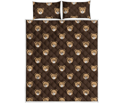 Cute Baby Grizzly Bear Pattern Print Quilt Bed Set