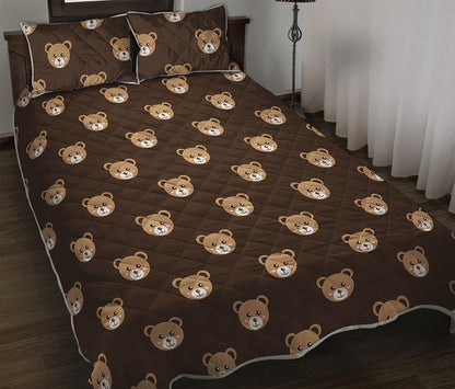 Cute Baby Grizzly Bear Pattern Print Quilt Bed Set