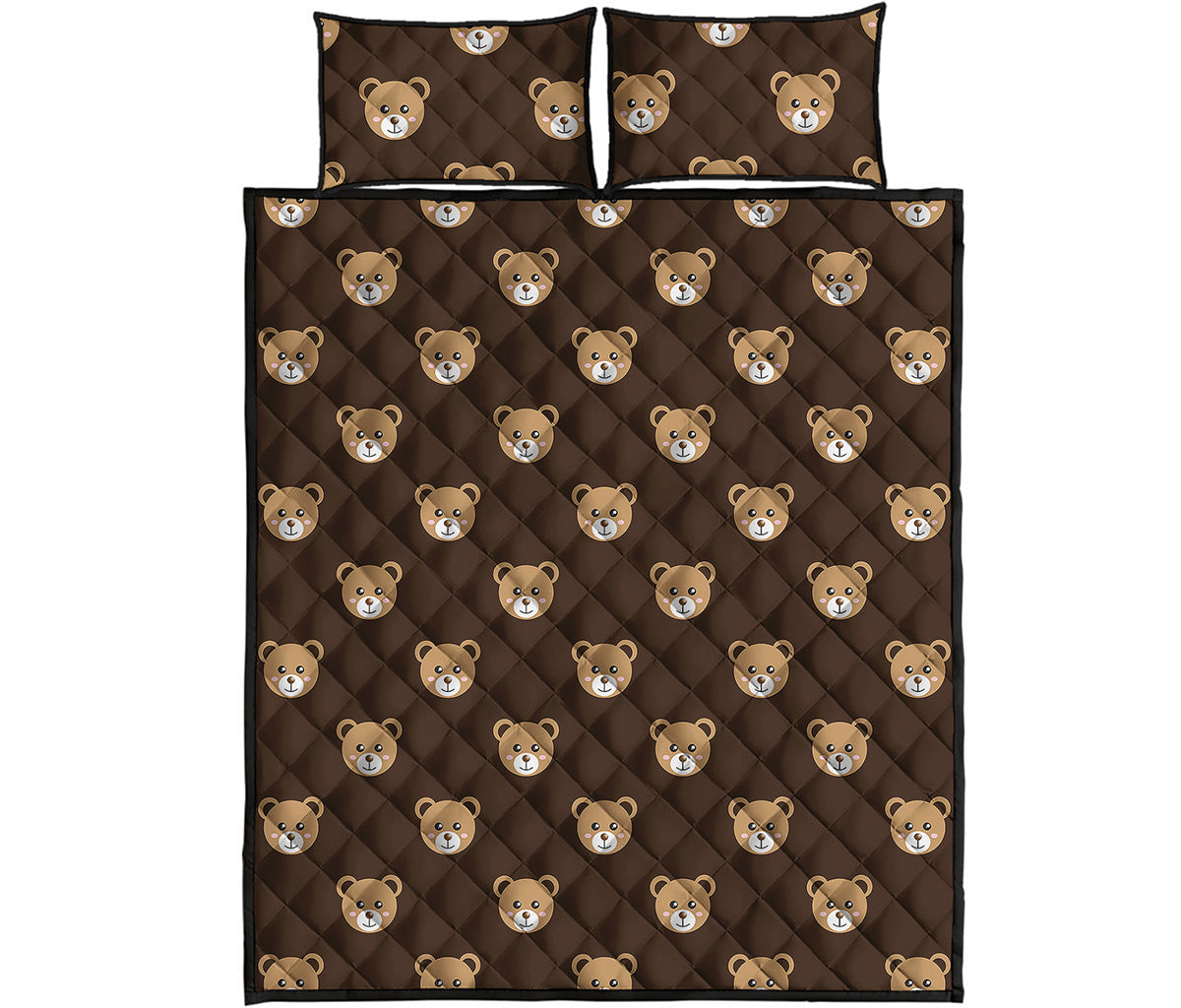 Cute Baby Grizzly Bear Pattern Print Quilt Bed Set